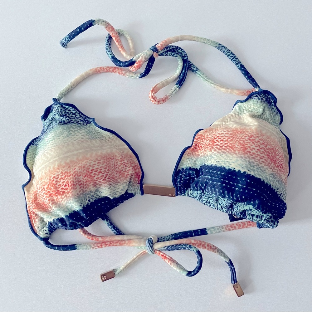 Vix by Paula Hermanny multi color pattern triangle bikini top in size M.